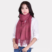 2017 Fashion Gefälschte Cashmere Tücher Dame Winter Warme Plain Schal Pashmina Mit Nieten